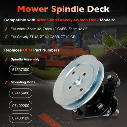 42 Inch Deck Spindle For Ariens Gravely Zoom ZT 42 CE CARB 51520900 07402200