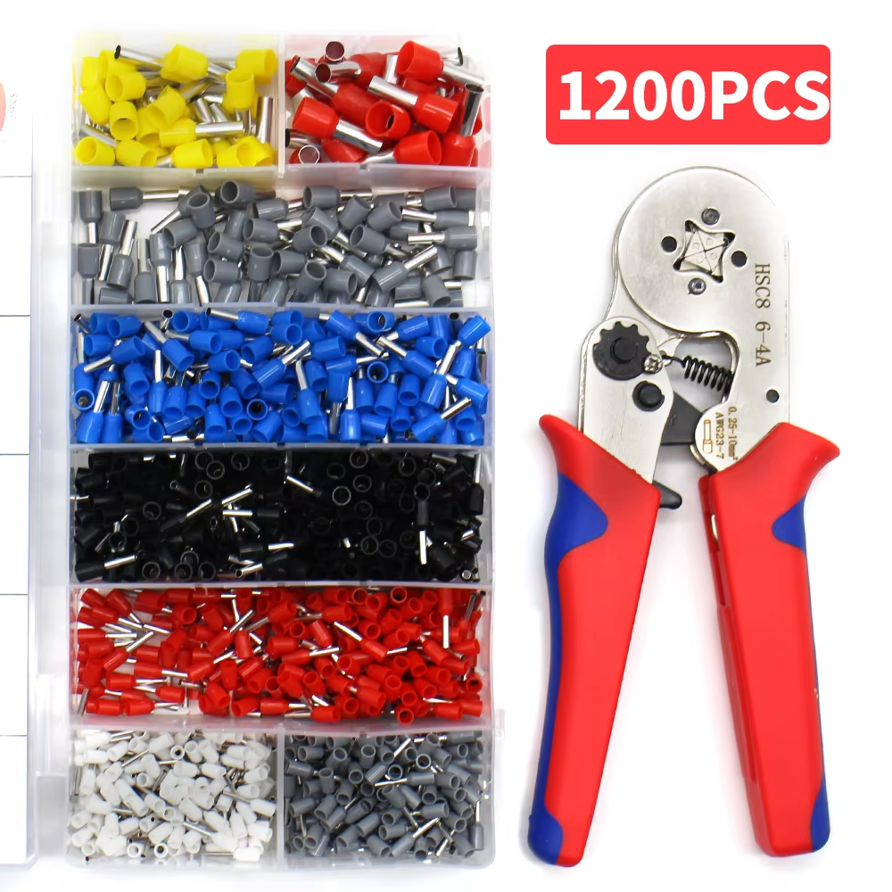 Ferrule Crimping Tool Kit Self-adjustable 1200pcs Terminal Wire Crimper Pliers