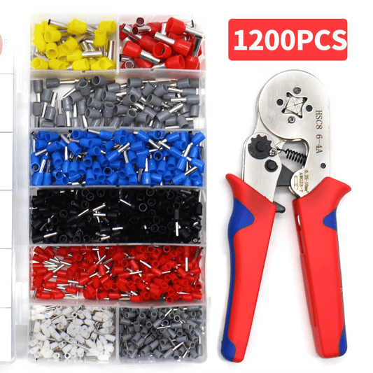 Solid Spare Ferrule Crimping Tool Kit Self-adjustable 1200pcs Terminal Wire Crimper Pliers