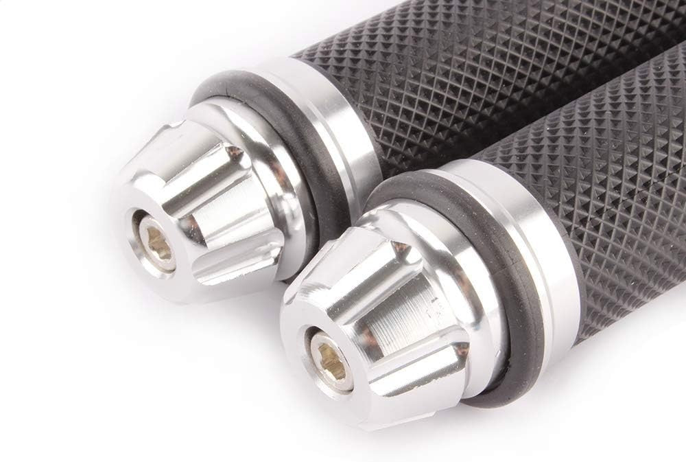 Silver 7/8" 1" Handlebar Hand Grips Rubber Gel For Honda Suzuki Kawasaki Yamaha