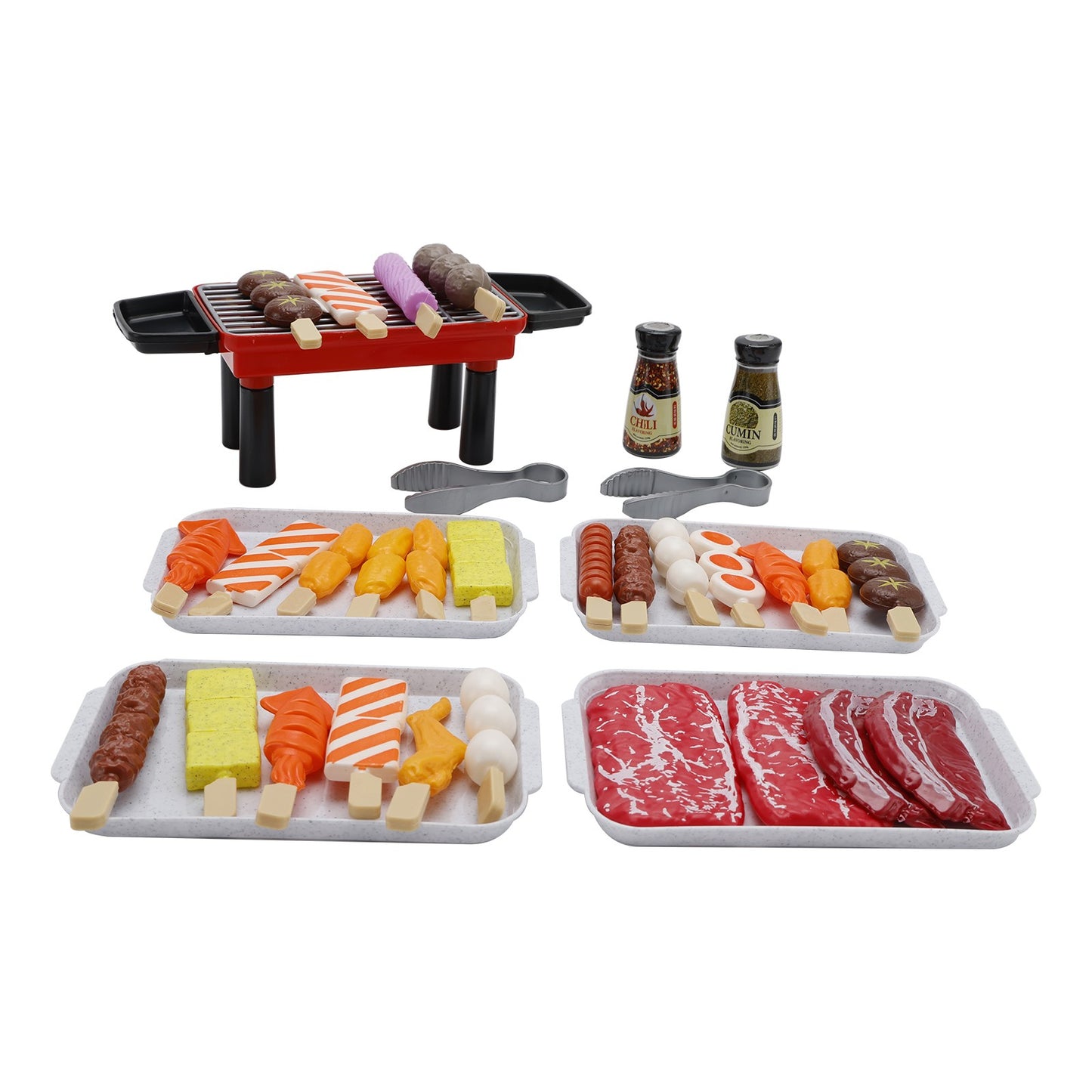 ??36Pcs BBQ Pretend Play Food Toy Grill Set Barbeque Kitchen Cooking Tools Toys
