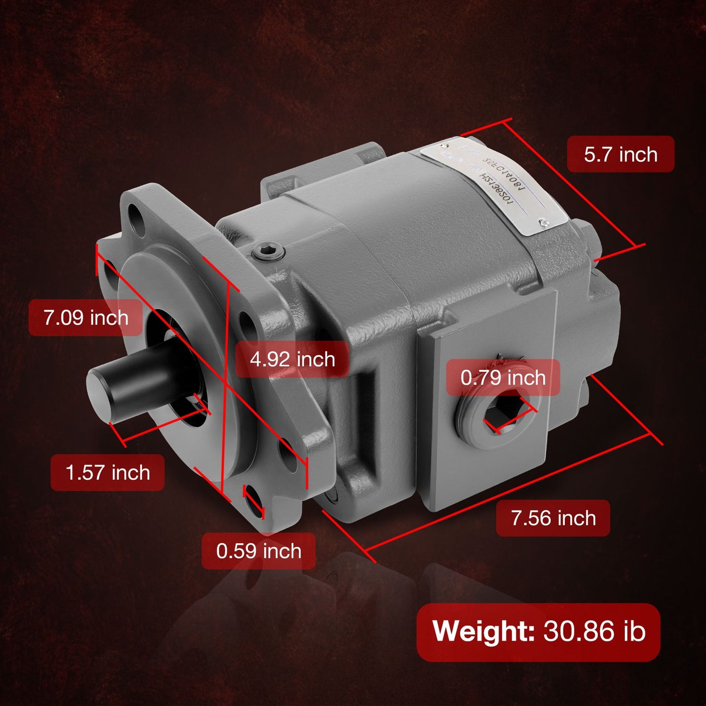 H2136201 Hydraulic Pump 3000 PSI 7/8"-13 Spline Shaft Heavy-Duty Hydraulic Pump