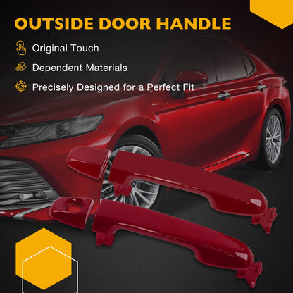 4X Exterior Door Handles Front / Rear Kit Fit 2012-2017 Toyota Camry Outside Red