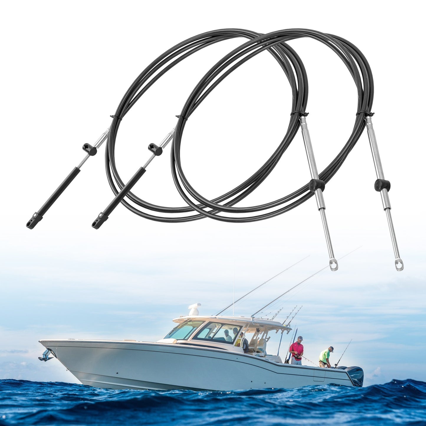 2PCS 11FT Outboard Throttle Cable Gen I Control Shift Cables For Mercury Mariner