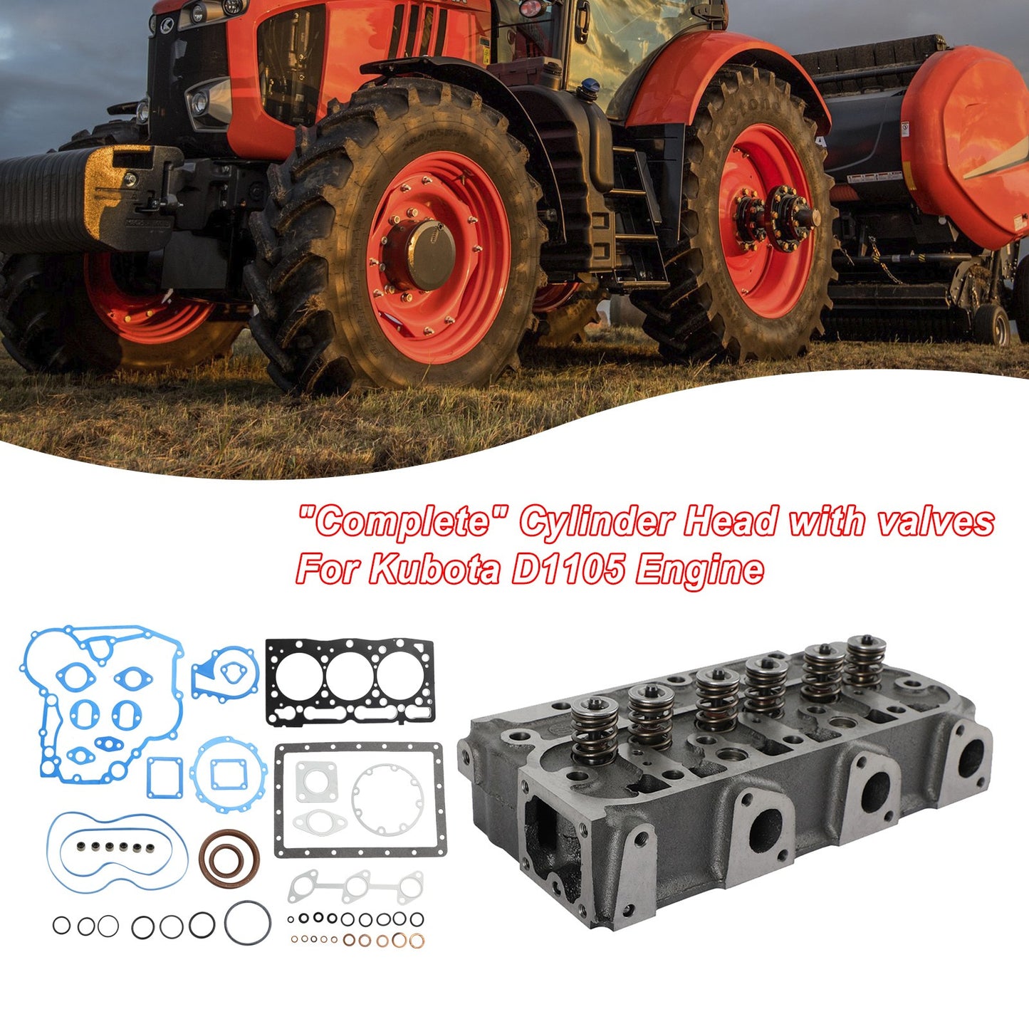 Complete Cylinder Head+Gasket For Kubota D1105 RTV1100 RTV1100CW9 RTV1140CPX*