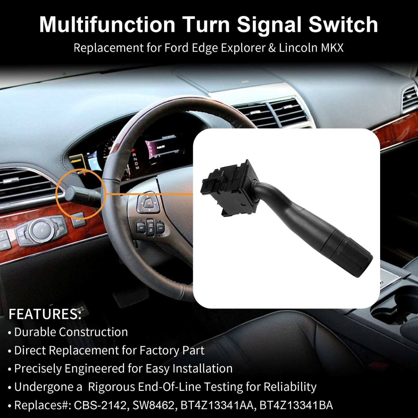 CBS-2142 Turn Signal Switch Fit for 2011-2012 Ford Edge Explorer & Lincoln MKX