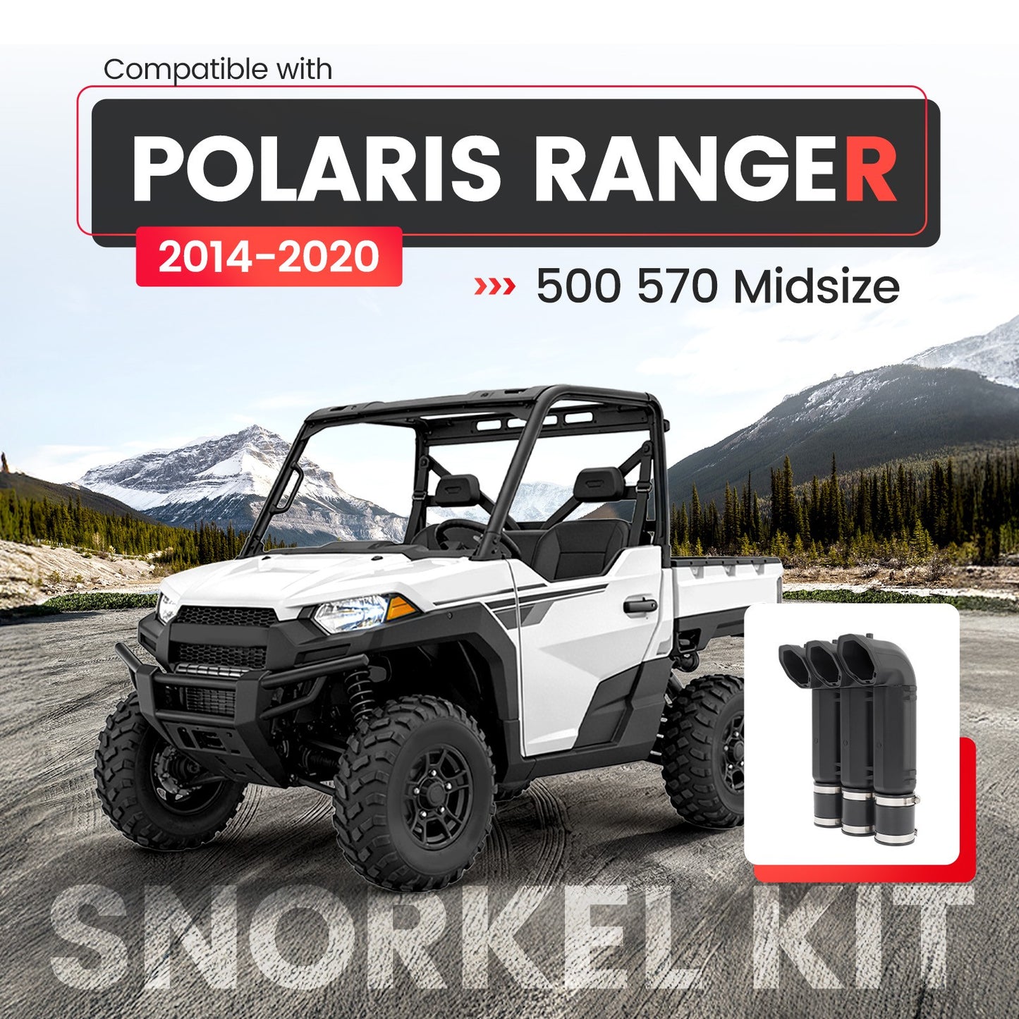 Solid Spare Black Riser Snorkel Kit For Polaris Ranger 500 570 570-4 Midsize model 2014-2020