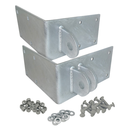 Solid Spare Floating Dock Outside Corner Hinge Plate, Male & Female Set - Galvanized Steel