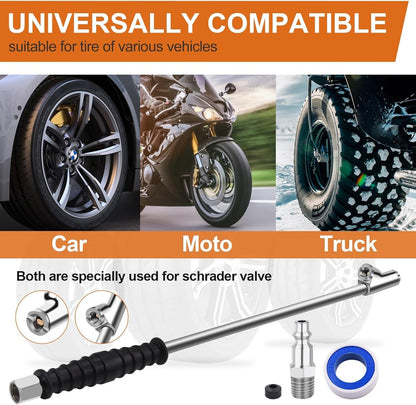 Dual Head Air Chuck 1/4" FNPT Straight Foot Lock On Truck RV Tire Inflate Chuck