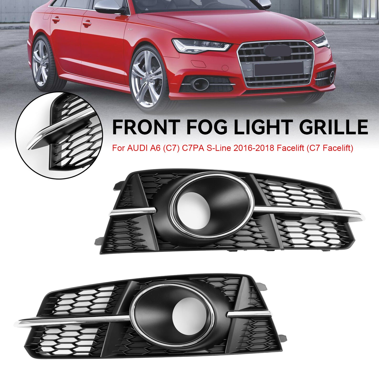 Fog Light Front Bumper Lower Grill 4G0807682AG Fit AUDI A6 4G C7 A6l 2016-18
