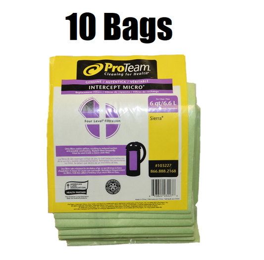 Solid Spare (10) ProTeam Sierra Lil Hummer, Paper Bags 103227 GENUINE