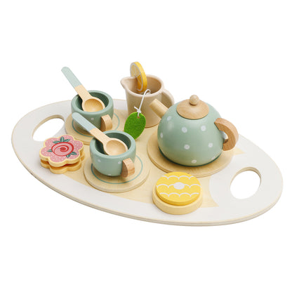 15Pcs Western Kitchen Wooden Tea Sets Play Kitchen Dishes/Tea Toy Set For Kid