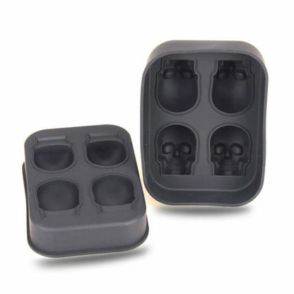 3D Skull ICE Cube Tray Maker Silicone Ball Mold Whiskey Cocktail Halloween Party