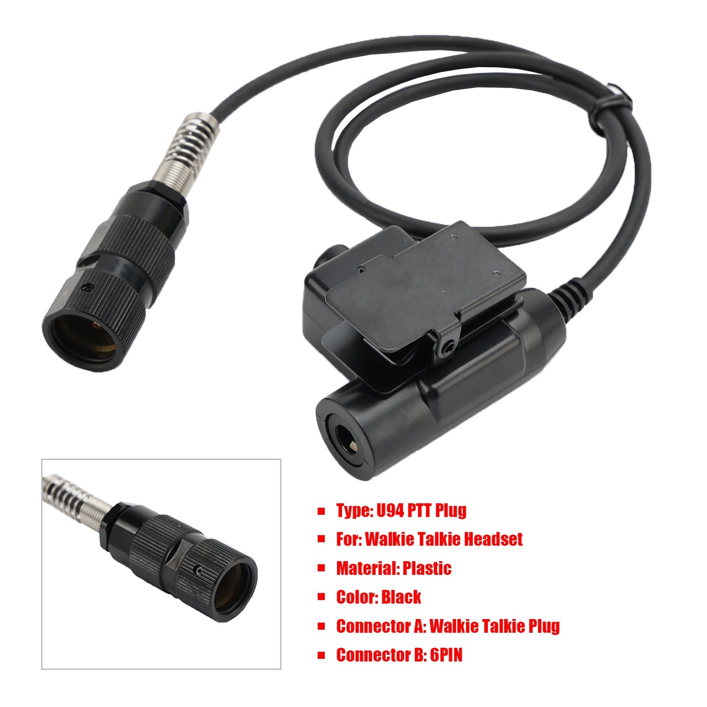 6-Pin U94 PTT Key Switch Connector For PRC-152 PRC-148 Radio Handle U329