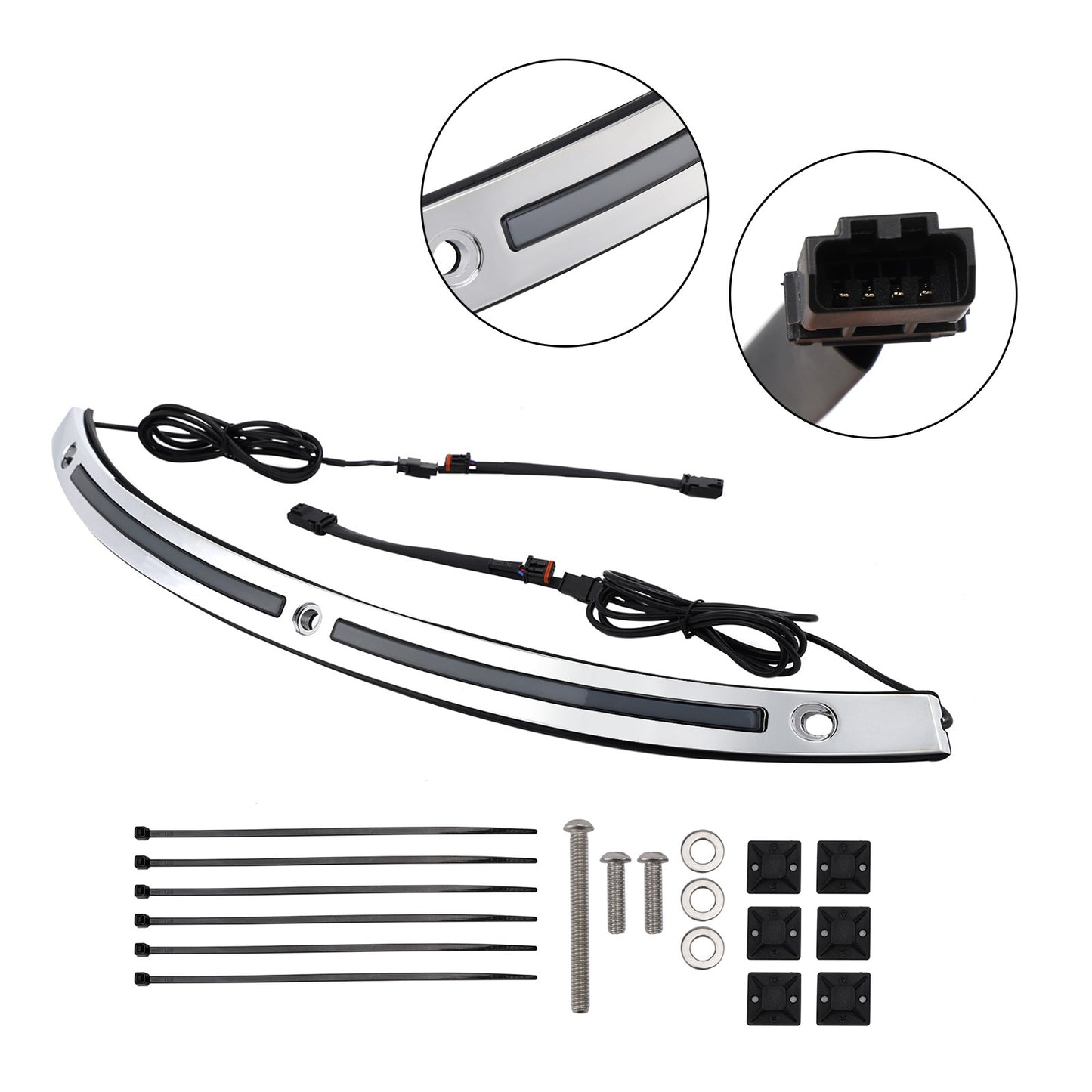 LED Running Turn Signal Light Windshield Trim for 2014+ Electra Glide Chrome