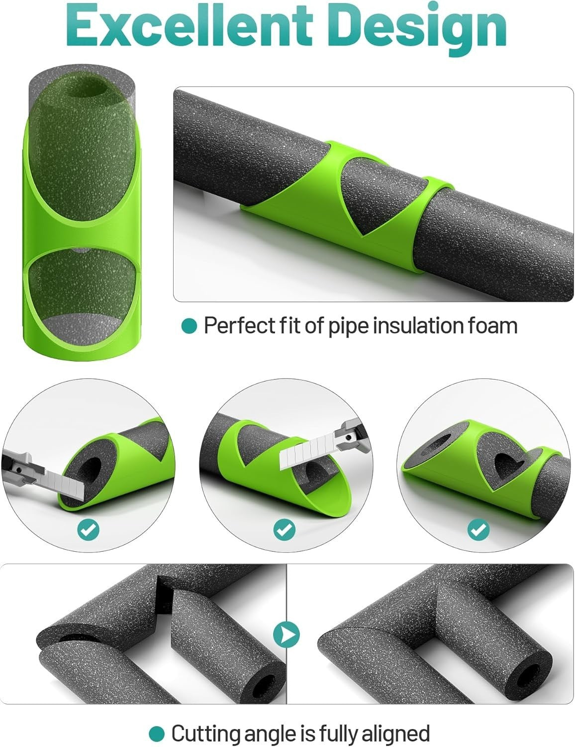 6PCS Pipe Insulation Cutting Guide Tool 15-53mm Molded Foam Rubber Pipe Cutter