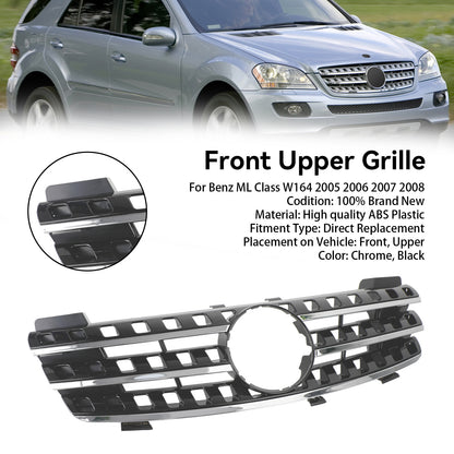 Front Bumper Grille Grill Fit Mercedes ML-Class W164 2005-2008 Chrome/Black