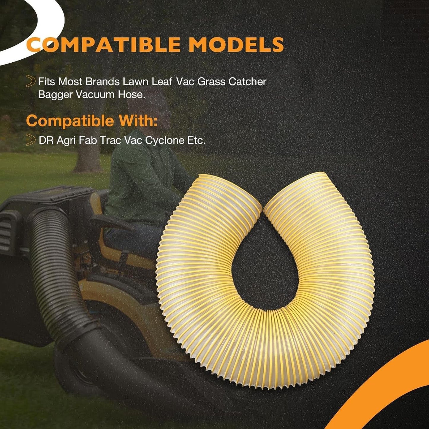 4 Foot of 8" Leaf Vac Vacuum Grass Catcher Flex Hose For DR Agri Fab Trac Vac