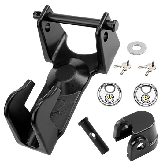 Solid Spare Gooseneck Trailer Hitch Lock w/ 2x key lock For RV Heavy Duty Trailers Black