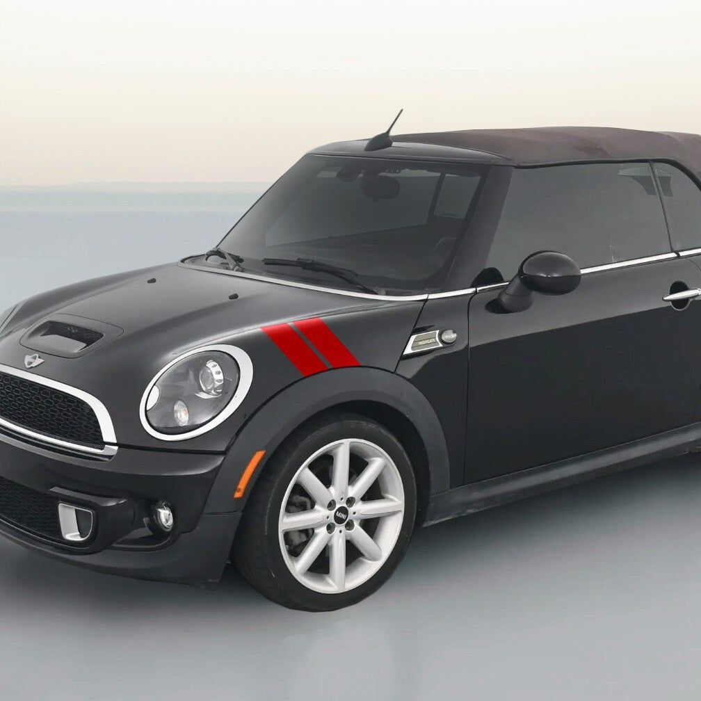 4" Dual Fender Stripe Hash Mark Stripe Decal Graphic Kit For MINI COOPER