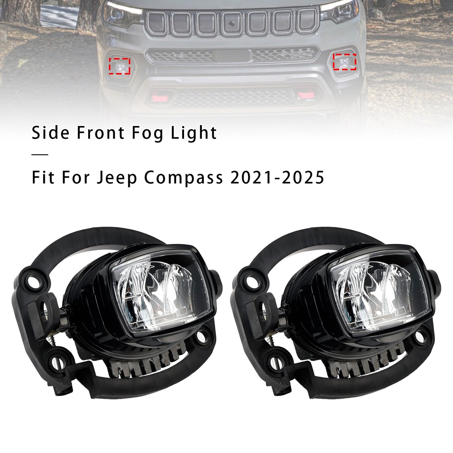 Pair LED Front Driving Fog Light For Jeep Compass 2021-2025 68470159AA