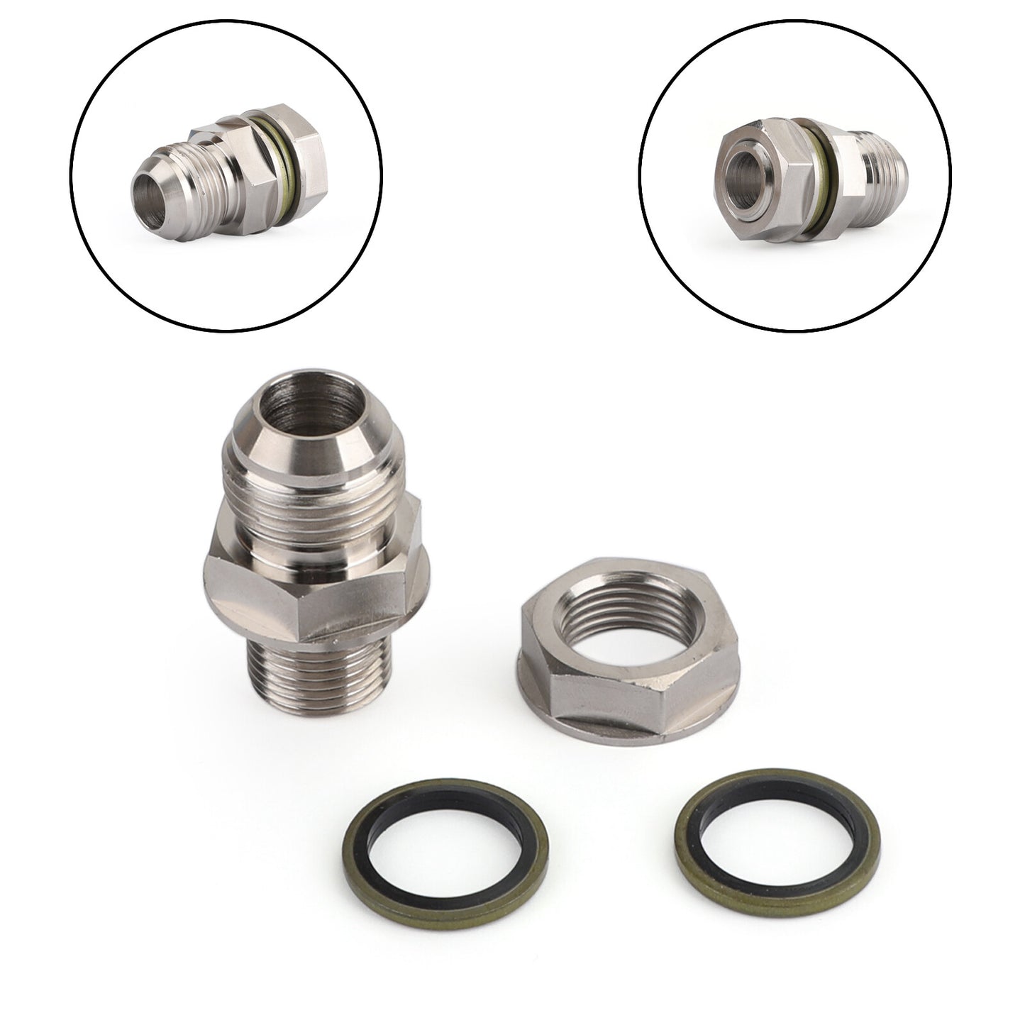 N Turbo Oil Pan Sump Return Drain Adapter Bung Fitting 10AN to M18x1.5 Silver N
