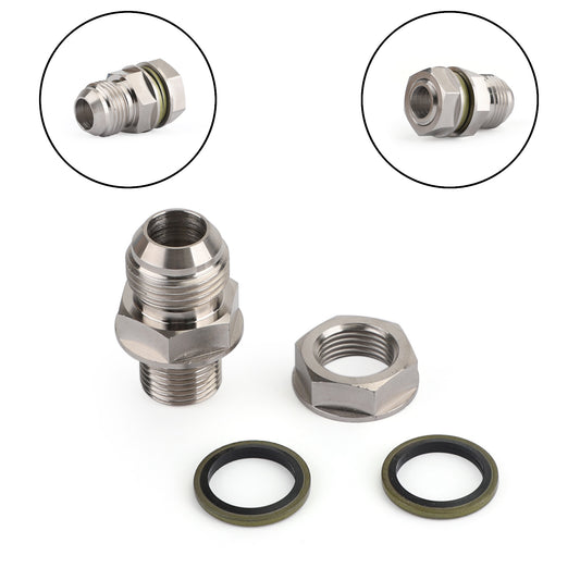 N Turbo Oil Pan Sump Return Drain Adapter Bung Fitting 10AN to M18x1.5 Silver N