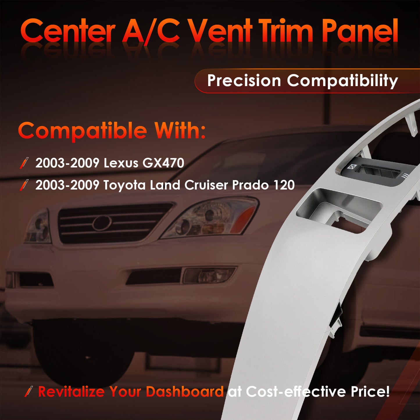 Instrument Air Vent Finish Panel Garnish For 03-09 Toyota Land Cruiser Prado 120