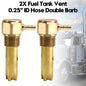 2X 0.25" ID Hose Double Barb Fuel Tank Vent Assy FTA-V-50-02 For Peterbilt