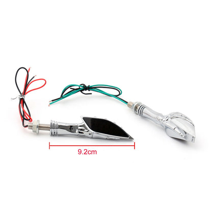 ??Motorcycle Chrome Skeleton Hand LED Turn Signals Blinker Indicator Smoke