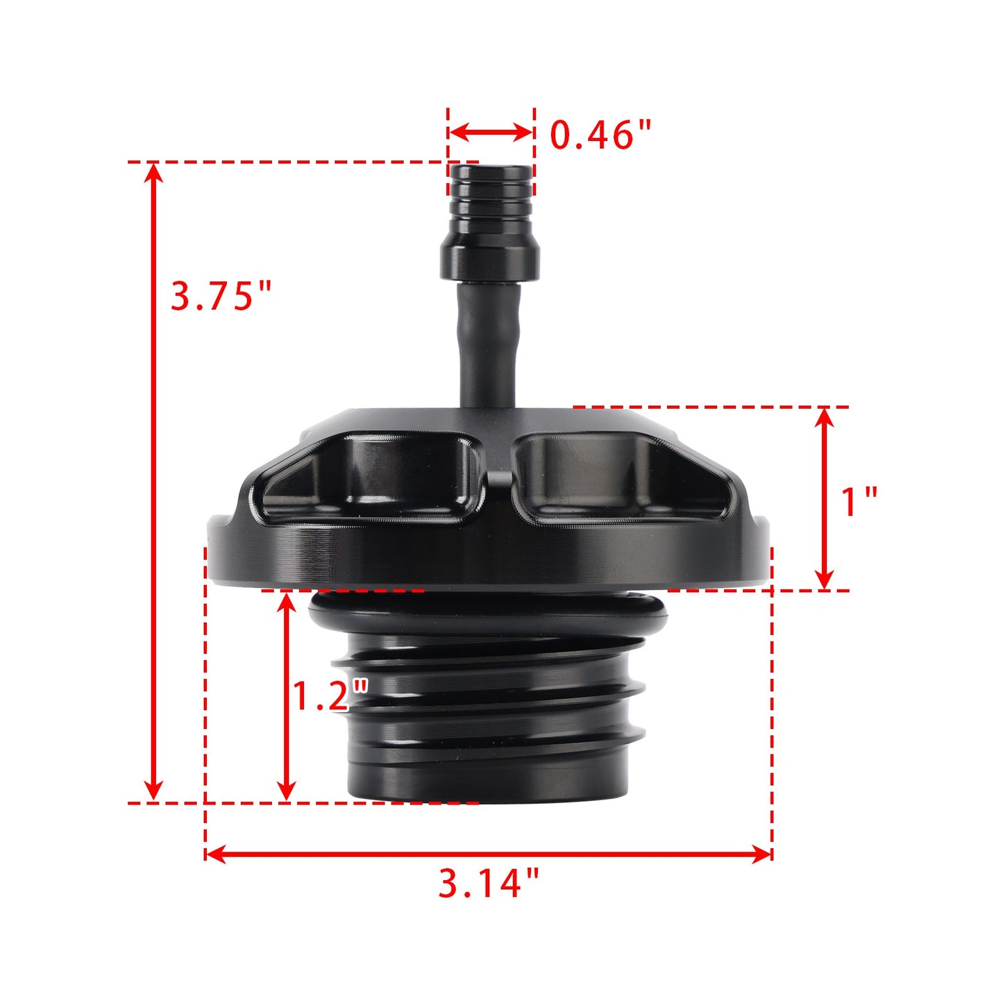 BILLET ALUMINUM FUEL TANK GAS CAP WITH VENT HOSE FOR TOURING & SOFTAIL 1996-UP