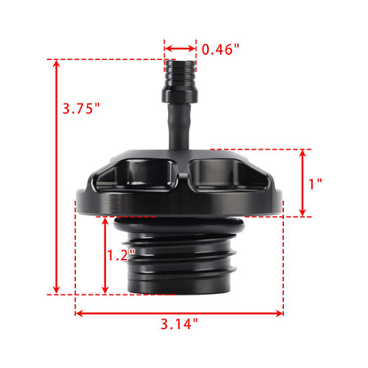 BILLET ALUMINUM FUEL TANK GAS CAP WITH VENT HOSE FOR TOURING & SOFTAIL 1996-UP