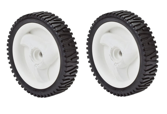 Solid Spare (2) Oregon 72-033 Semi Pneumatic Lawn Mower Wheels Black 8 inch