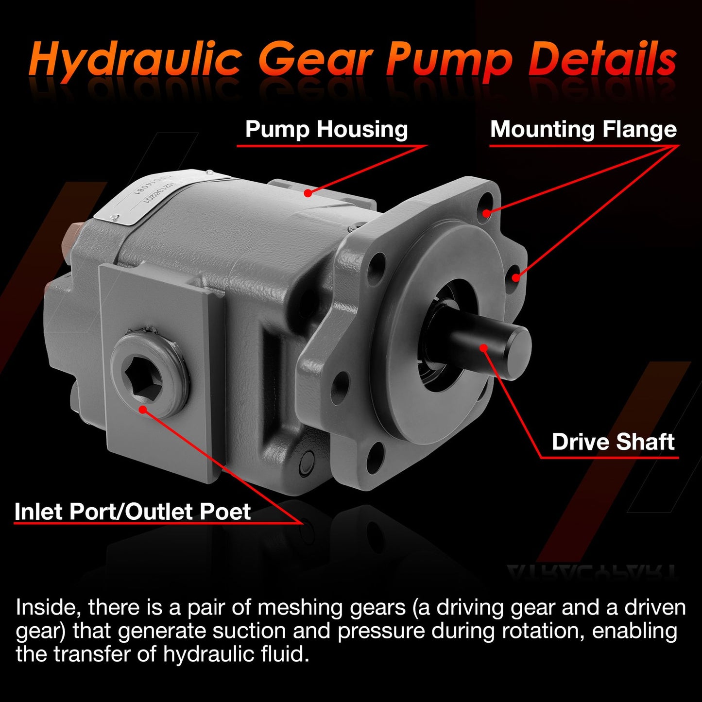 H2136201 Hydraulic Pump 3000 PSI 7/8"-13 Spline Shaft Heavy-Duty Hydraulic Pump