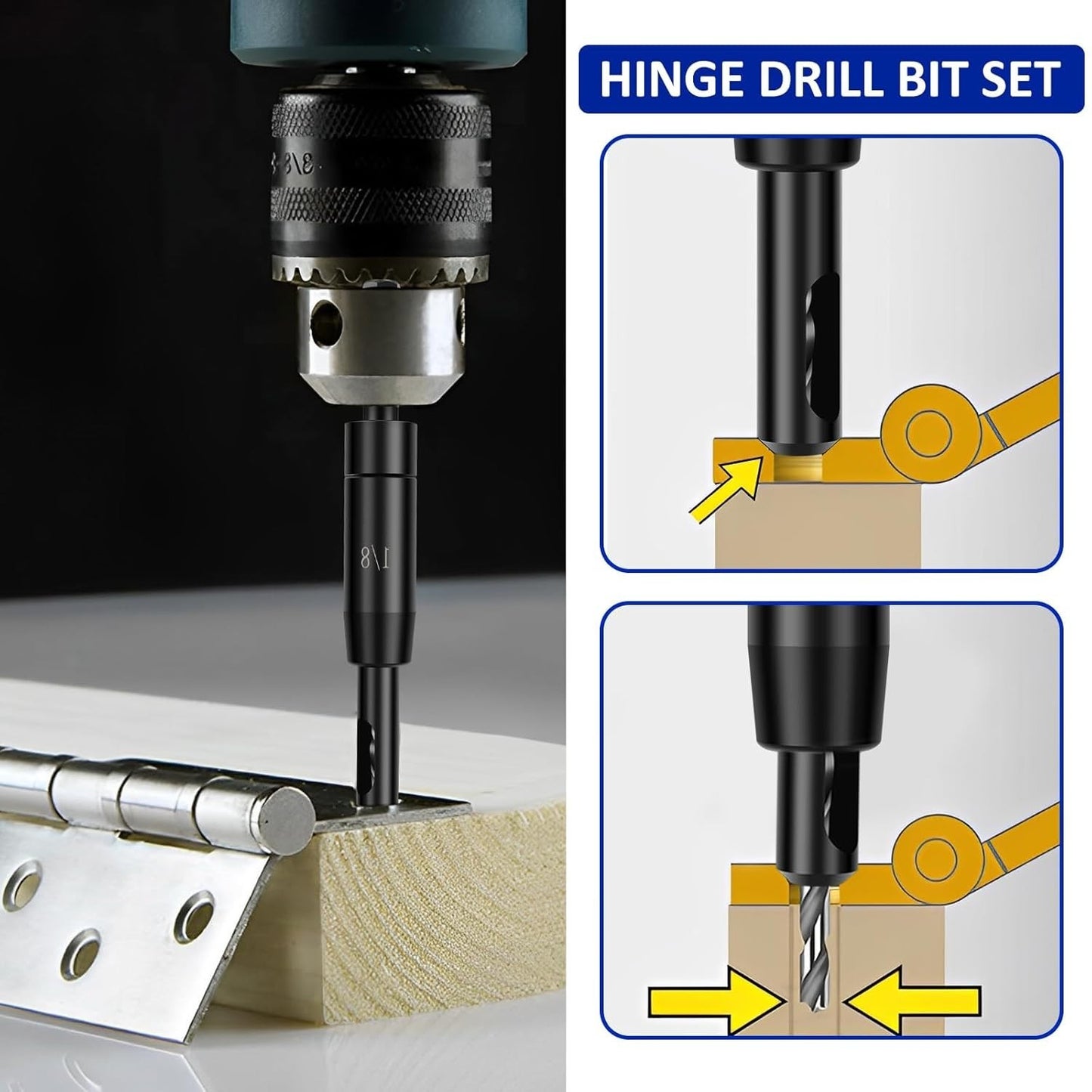 6pcs Carbon Steel Self Centering Drill Bit Set Hex Shank Hinge Drilling Tool