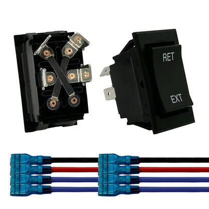 Momentary Reverse Polarity Rocker Switch 20A, 12V DC On-Off DPDT - 4 Pin (2 pk)