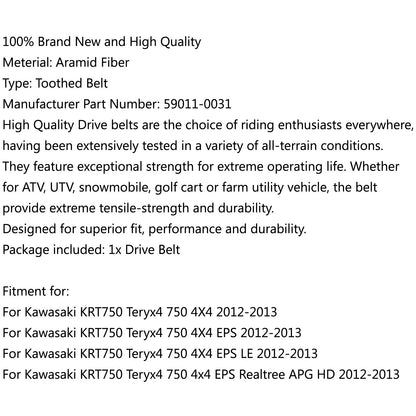 Drive Belt 59011-0031 For Kawasaki KRT750 Teryx4 750 4X4 EPS Realtree APG HD