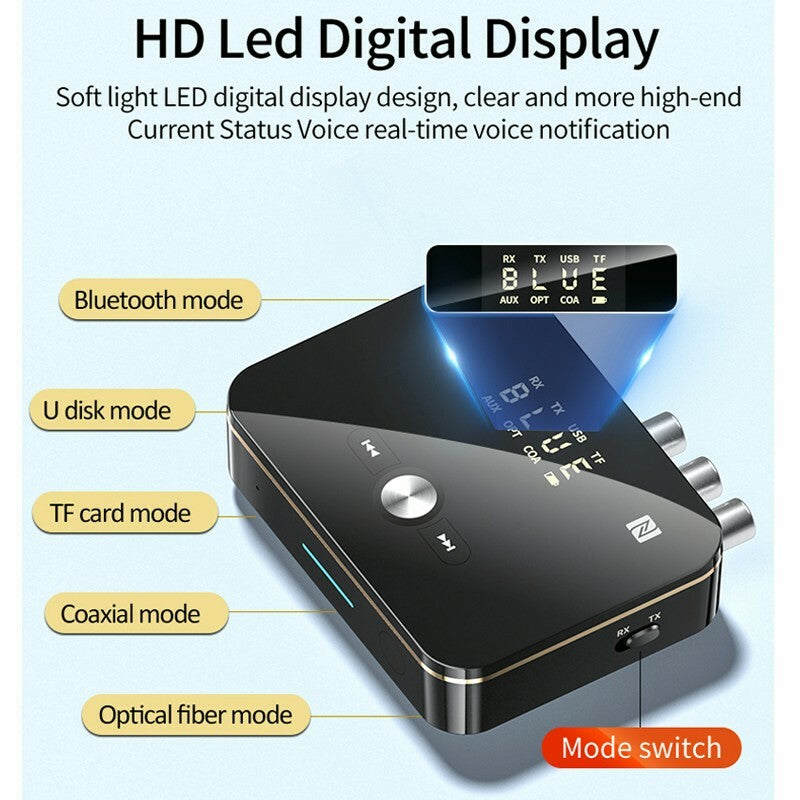 USB Bluetooth 5.0 Transmitter Receiver Wireless NFC to 2RCA Stereo Audio Adapter
