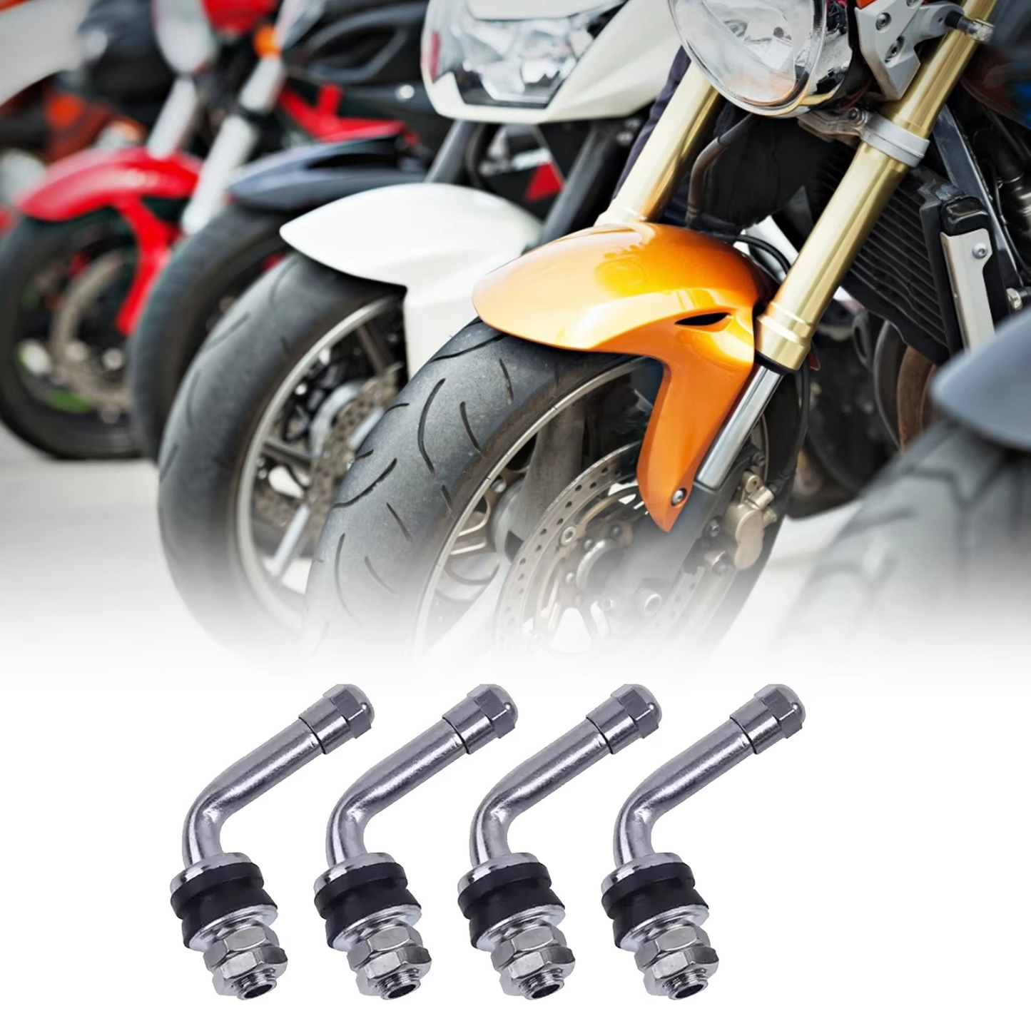4Pcs Tyre Valve Stem 90 Degree Angled Bolt-in Valve Stems for Car Motorcycle