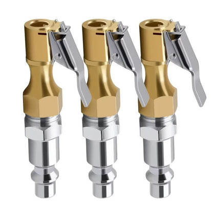 3 PCs 250PSI Brass Lock-on Air Chuck with Tire Inflator Valve 1/4 in. NPT