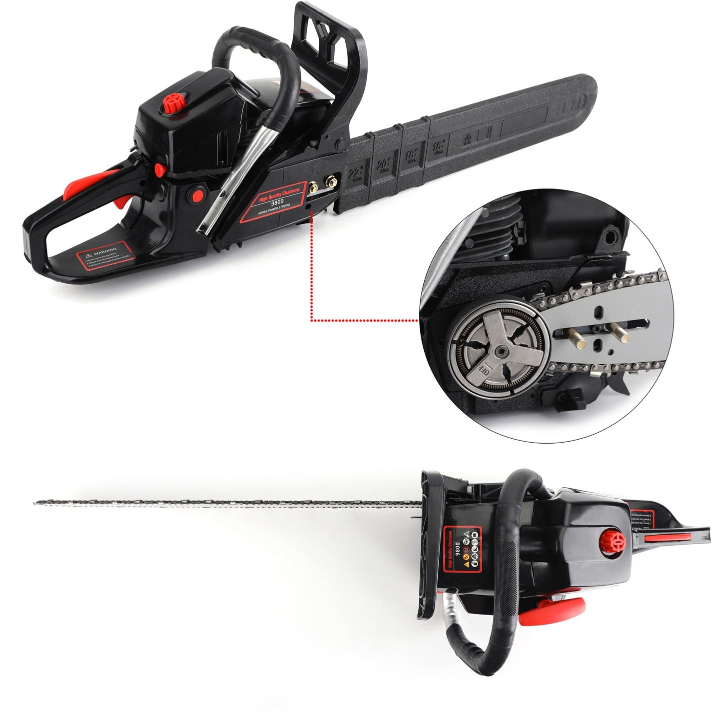 ??62cc Gas Chainsaw 20" Bar Gasoline Powered Chain Saw 2 Cycle Engine Cutting