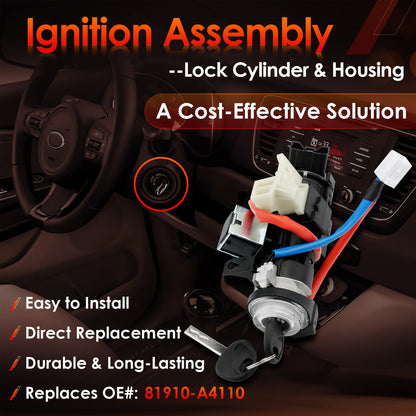 Ignition Lock Cylinder Switch & Housing w/ Keys For 2015-2021 Kia Sedona Hyundai