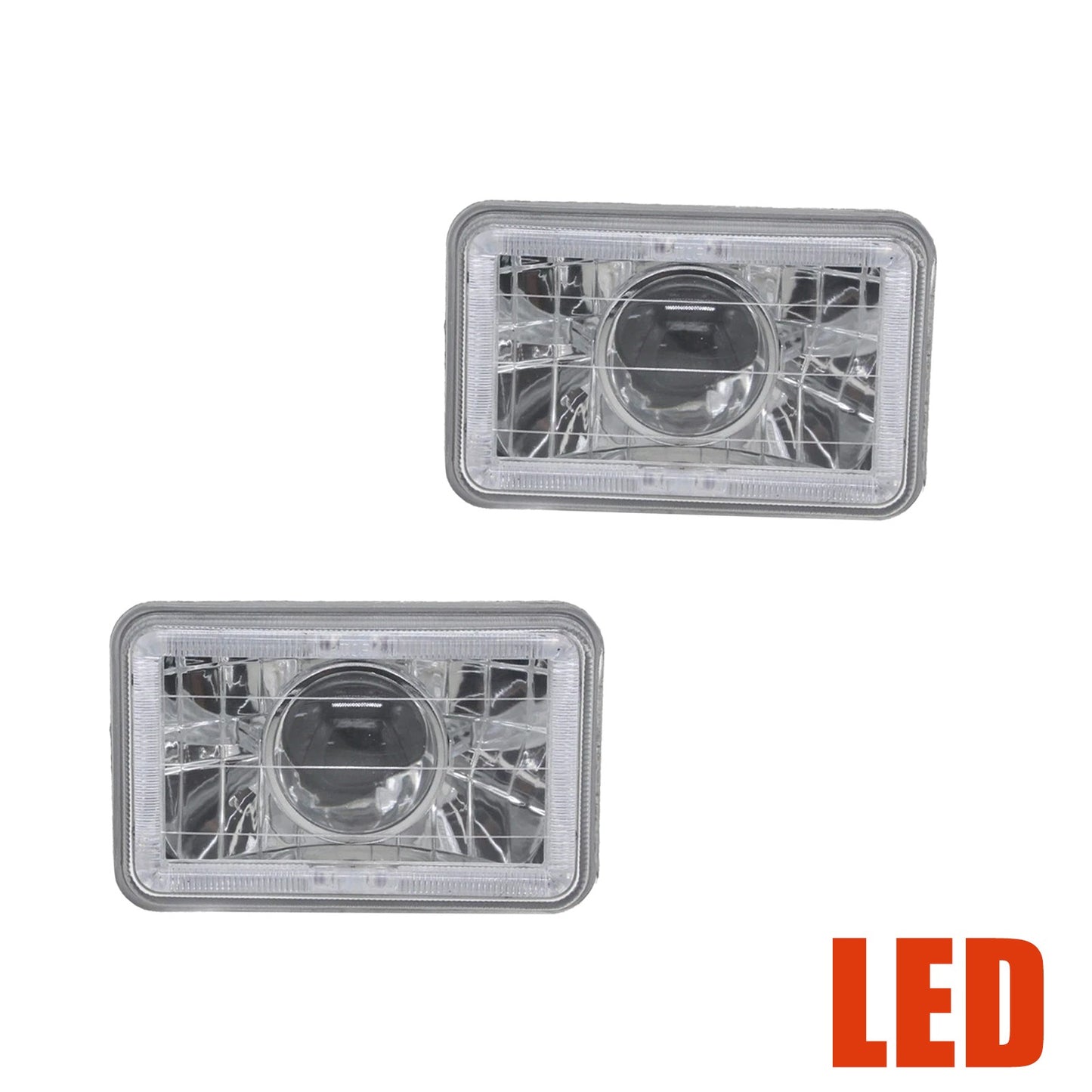 Pair FOR Chevrolet C10 1980 1981 1982 4x6" inch LED Red Clear Lens Headlights