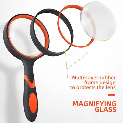 3 Pack Magnifying Glass 10X Handheld Reading Magnifier 50MM For Seniors and Kids