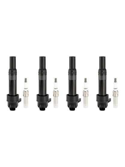 4x Ignition Coil +Spark Plug UF651 For Kia Soul Forte Hyundai Elantra
