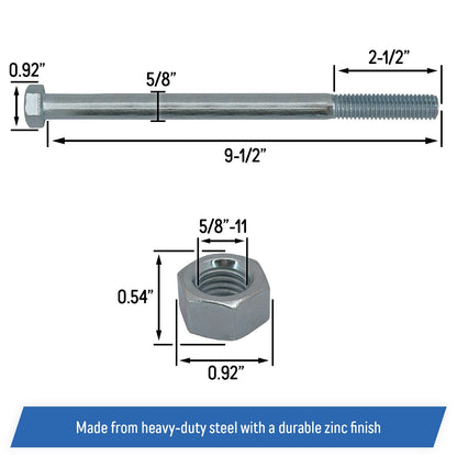 Spindle Blade Bolt & Hex Nut 5/8-11x9-1/2 for SCAG Mower 04001-41 04020-09