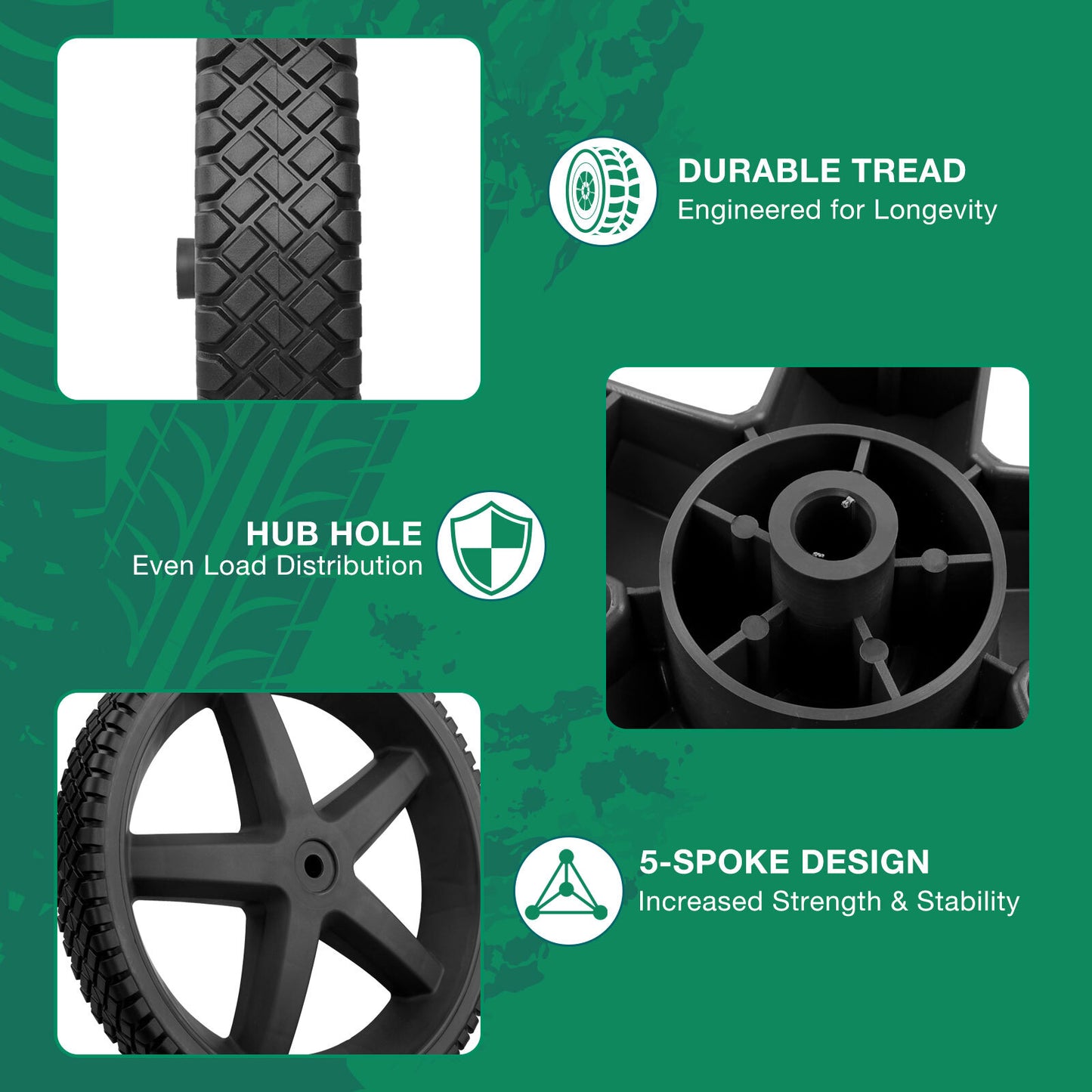 2 Pack 12" x 1.75" 1/2-Hub Pressure Washer Wheels For Homelite Ryobi RY80940B