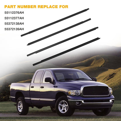 4x Weatherstrip Window Moulding Trim Seal Belt Kit For 09-23 Dodge Ram 1500 2500