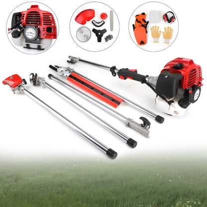 ??5 in 1 52cc Petrol Hedge Trimmer Chainsaw Brush Cutter Poleaw Outdoor Tools