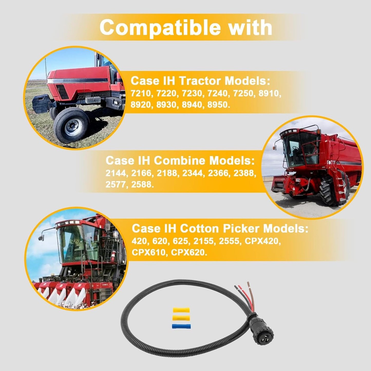 86511459 187103A1 Power Connector Kit Fits Case IH Tractor Combine Cotton Picker